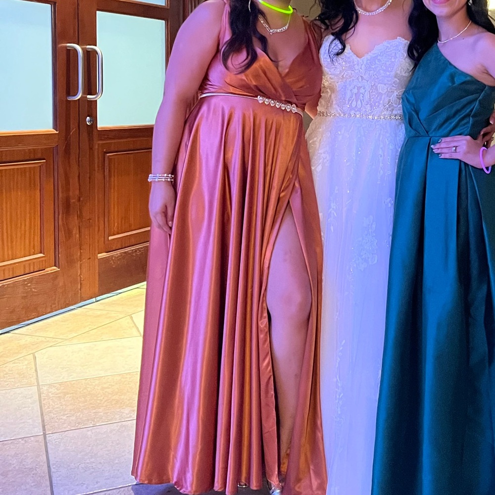 Elegant Satin Prom Dress in Warm Orange